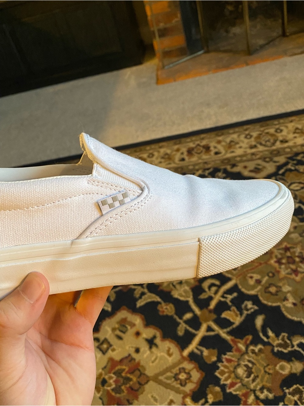 Vans White Classic Slip-On Canvas Loafers - Picture 8 of 11